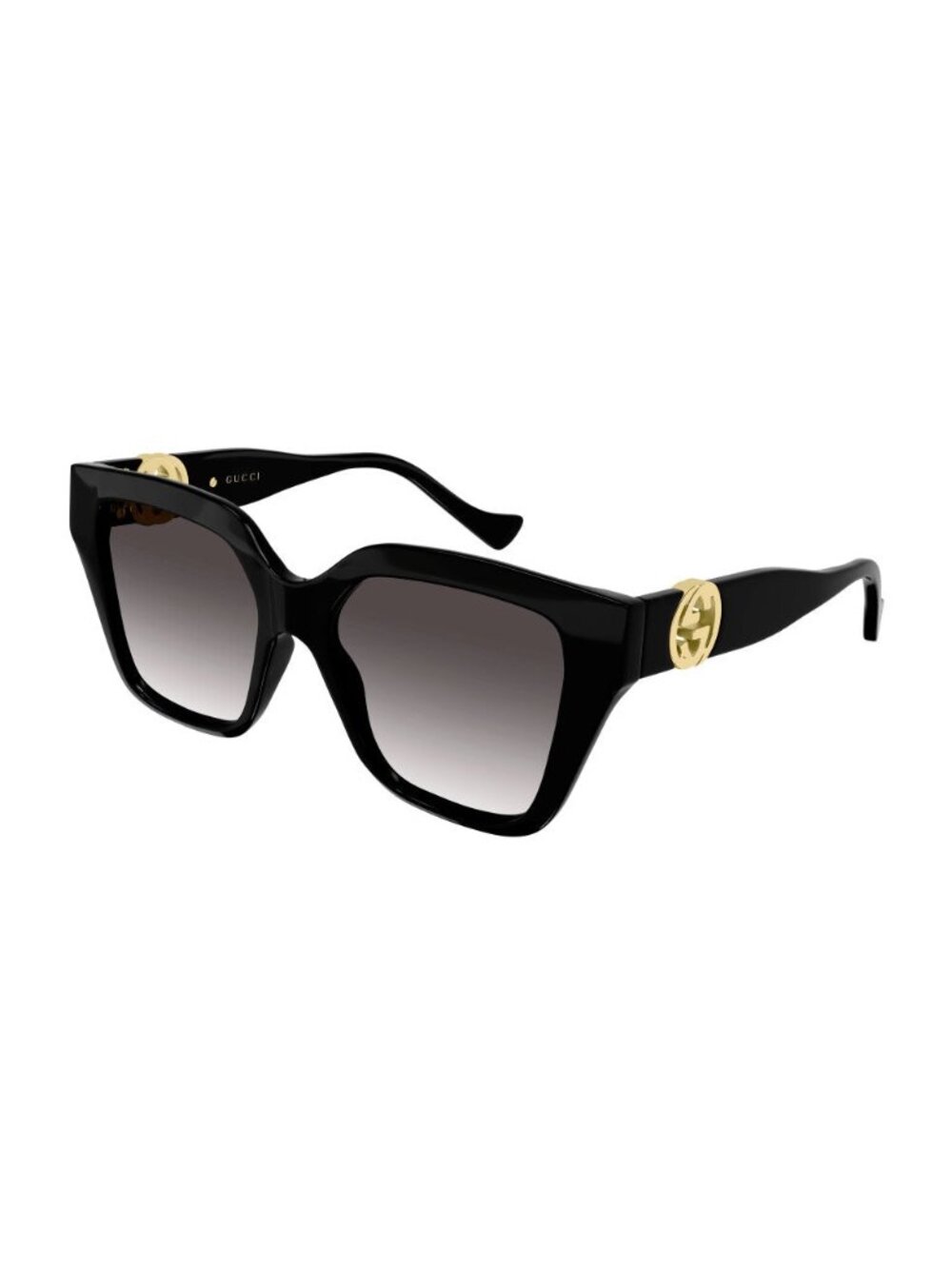 New Gucci Women's Sunglasses Black Square Grey Lens Injected Frame GG1023S 008
